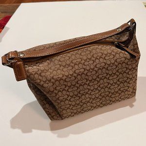 Coach Women's Tan Signature Canvas Pouch Baguette With Leather Trim N2 H5J 6094